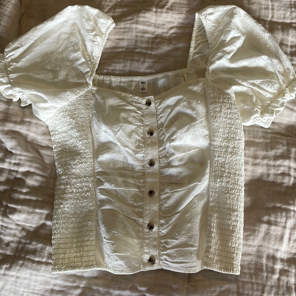 BP smocked puffy sleeve shirt
